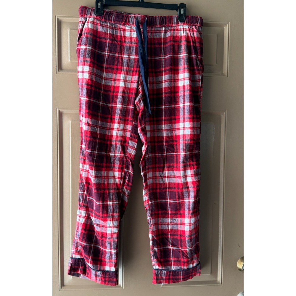 Aerie Womens Sleep Lounge Pants Red White Plaid Checkered Size M Short